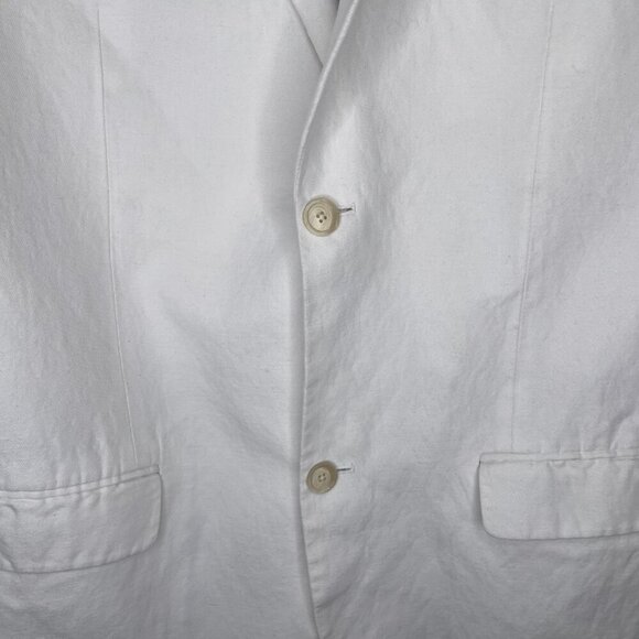 Perry Ellis Unisex Linen-Blend Suit Jacket Blazer White Minimalist Size 38 - Picture 8 of 11